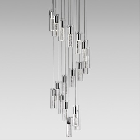 Kuzco Lighting Eighteen Led Pendant w/Encased Crystal Bubbles In Glass Shade Chrome PD4418-CH